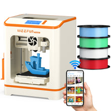 Load image into Gallery viewer, WEEFUN Tina2C 3D Printer with PLA Filament Bundle for Kids and Beginners, 3D Printers Fully Assembled with WiFi APP Control 3000+ Ready to Print Models, Auto Leveling Mini 3D Printer for Home, School